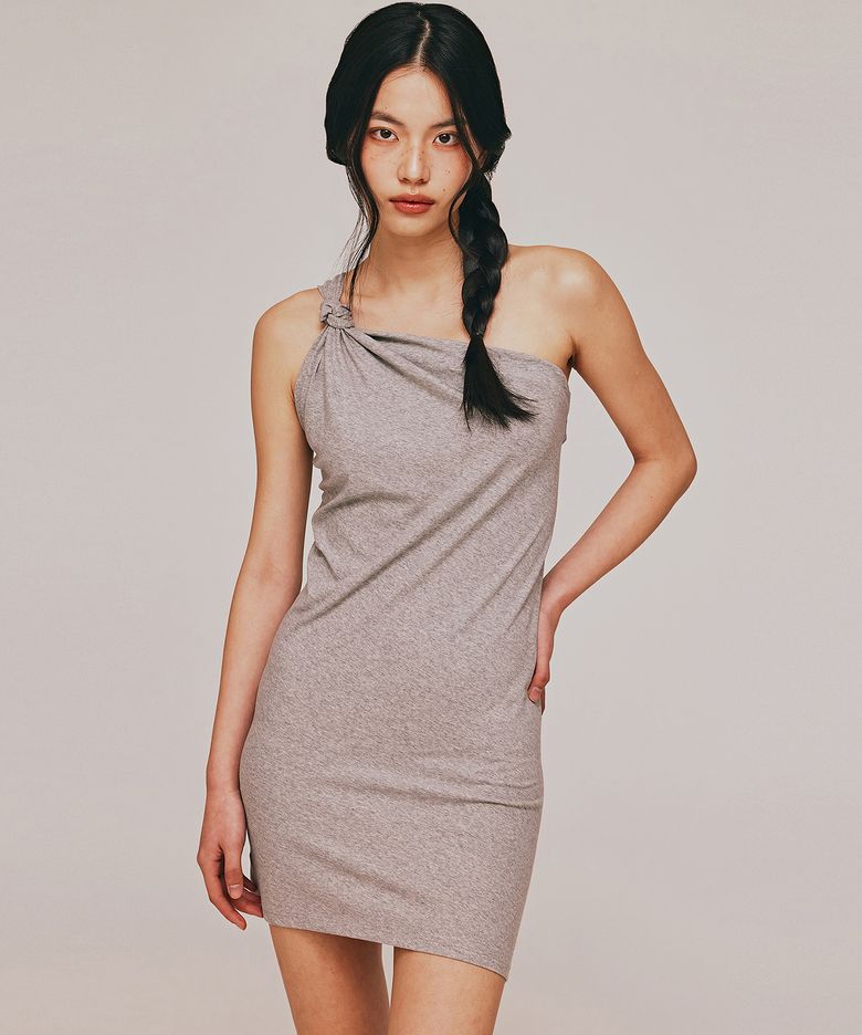 TIED ONE SHOULDER MINI DRESS_T516DS500