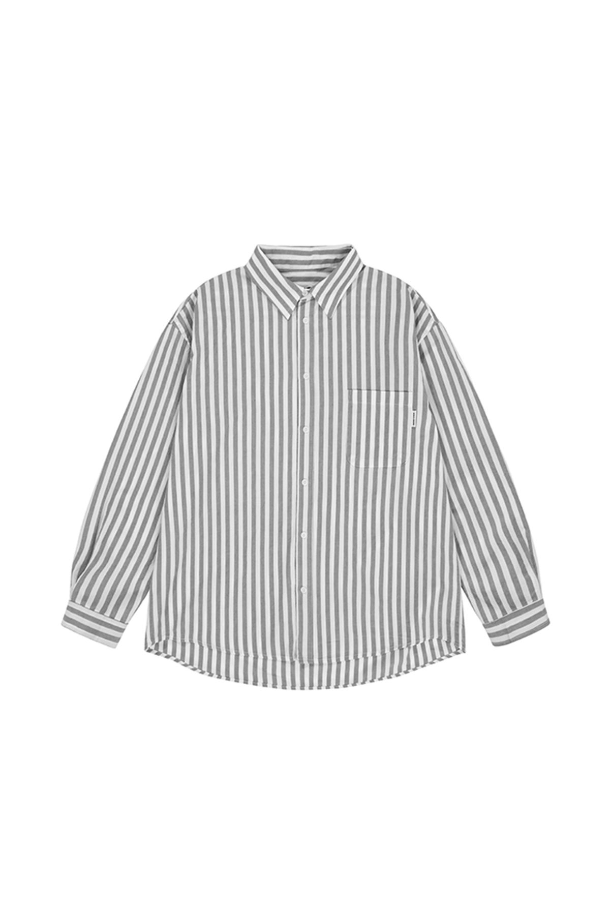 캐피디자인(KAPPY DESIGN) 멜란지 스트라이프 셔츠 (그레이)
