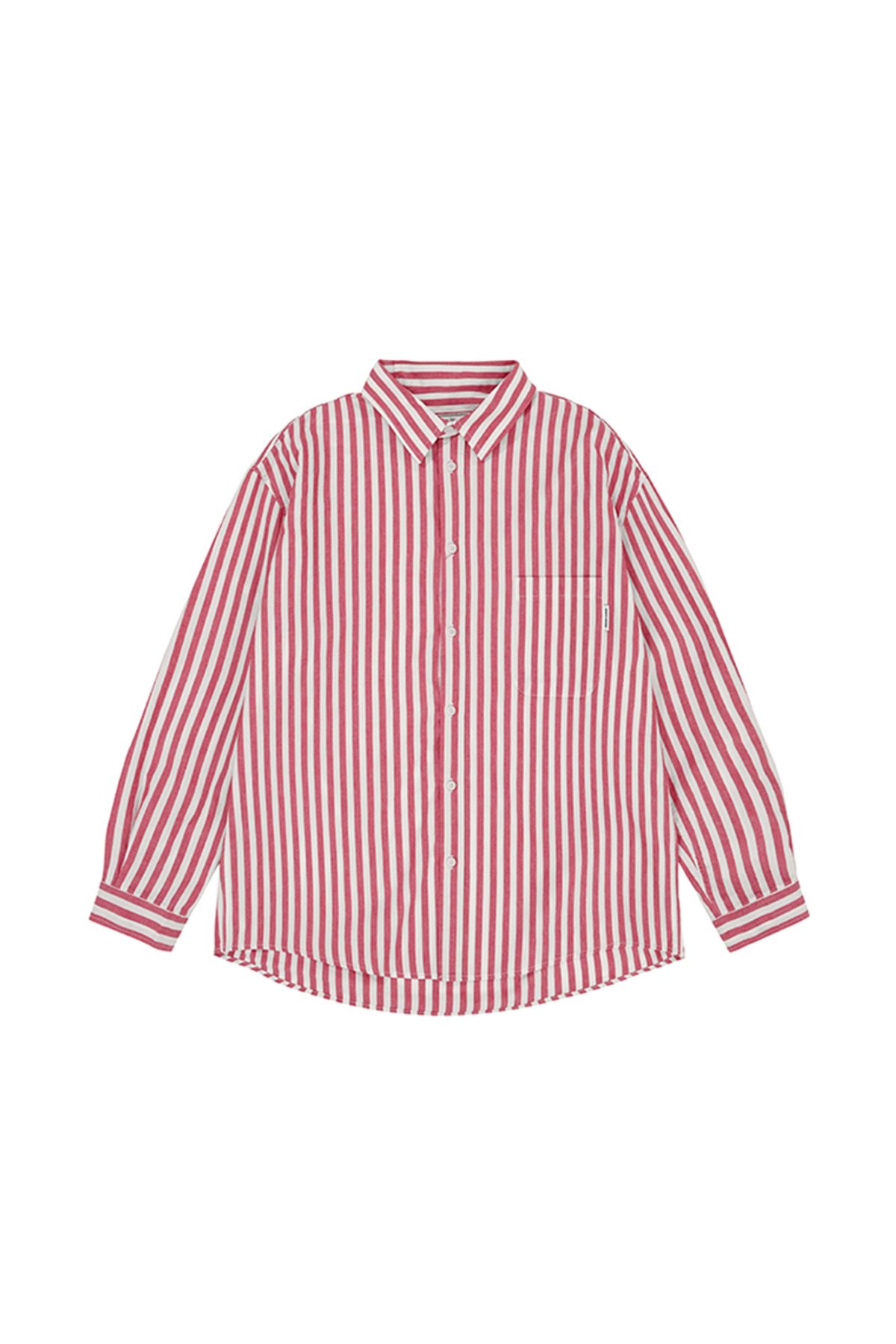 캐피디자인(KAPPY DESIGN) 멜란지 스트라이프 셔츠 (레드)