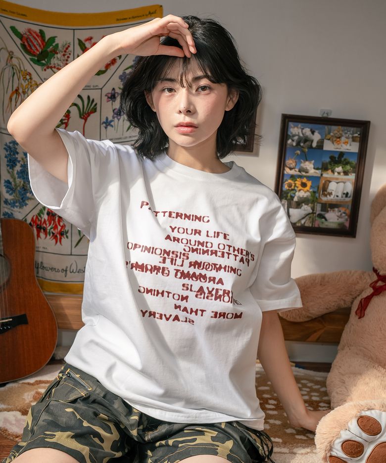 패터링 오버핏 헤비 반팔티셔츠