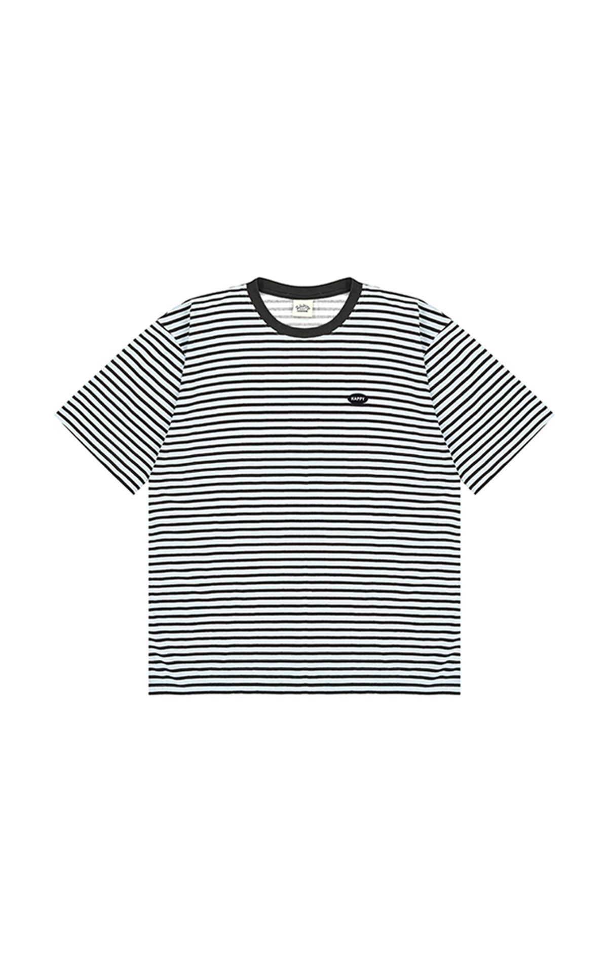 캐피디자인(KAPPY DESIGN) 인디고 스트라이프 하프 티셔츠 (라이트 블루)