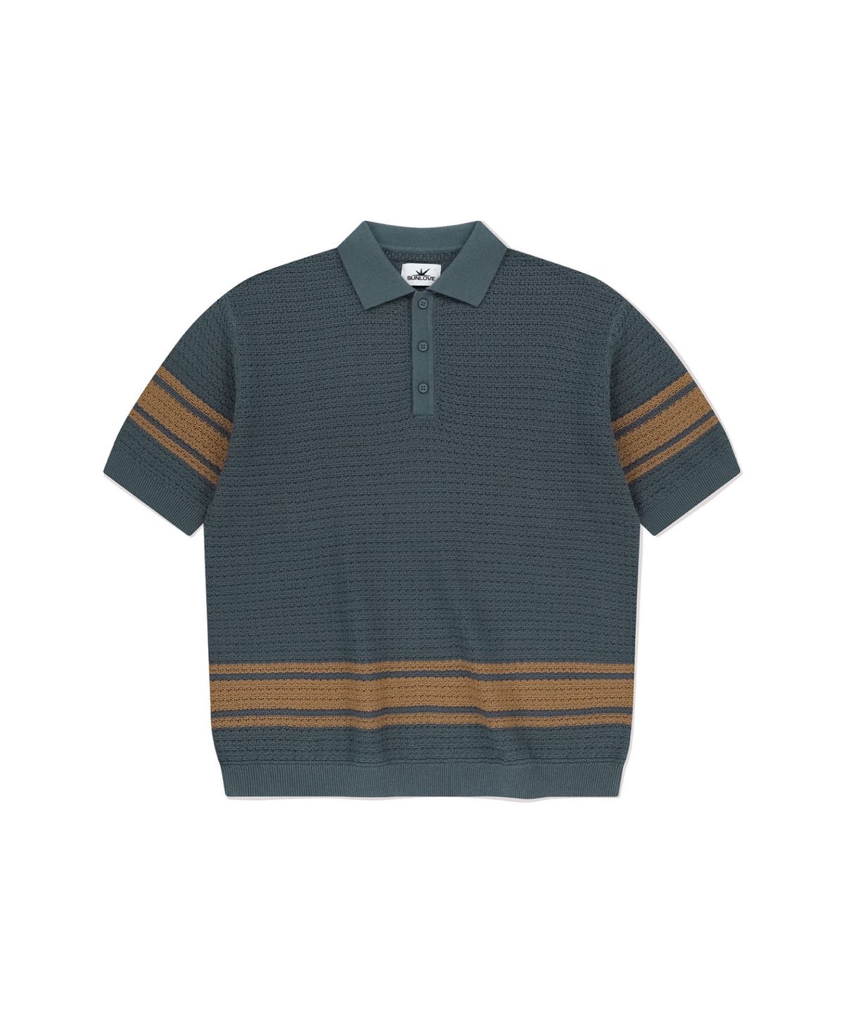 썬러브투어(SUNLOVETOUR) Border Crochet Knit Polo Navy