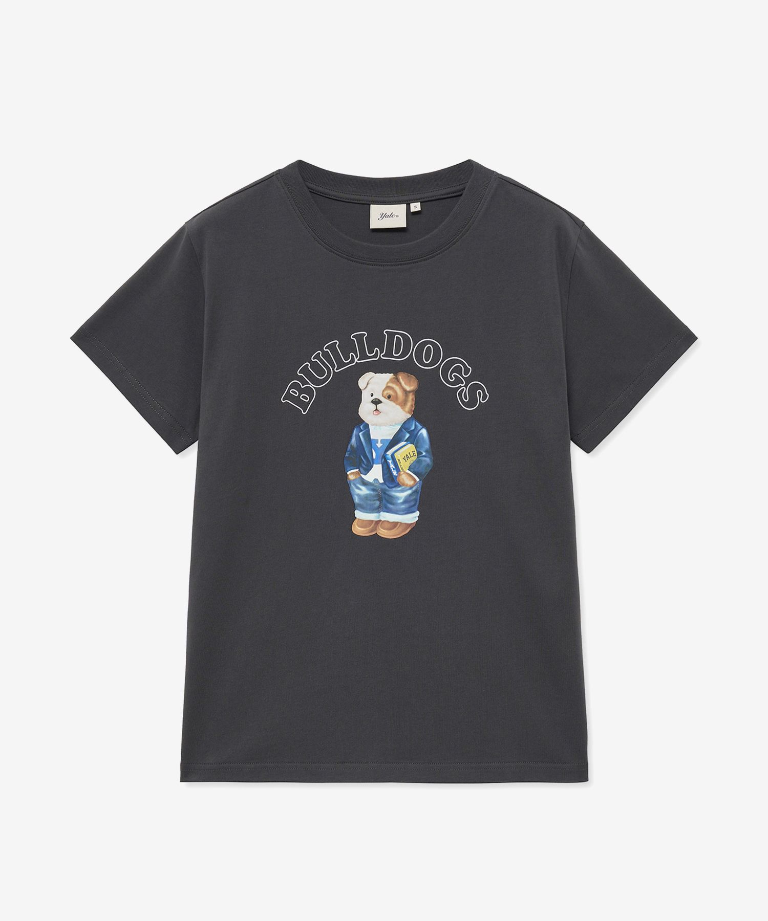 ☆YALE☆ Women's Preppy Bulldogs Short Sleeve T-Shirt Charco MUSINSA | YALE Women's Preppy Bulldogs Short Sleeve T
