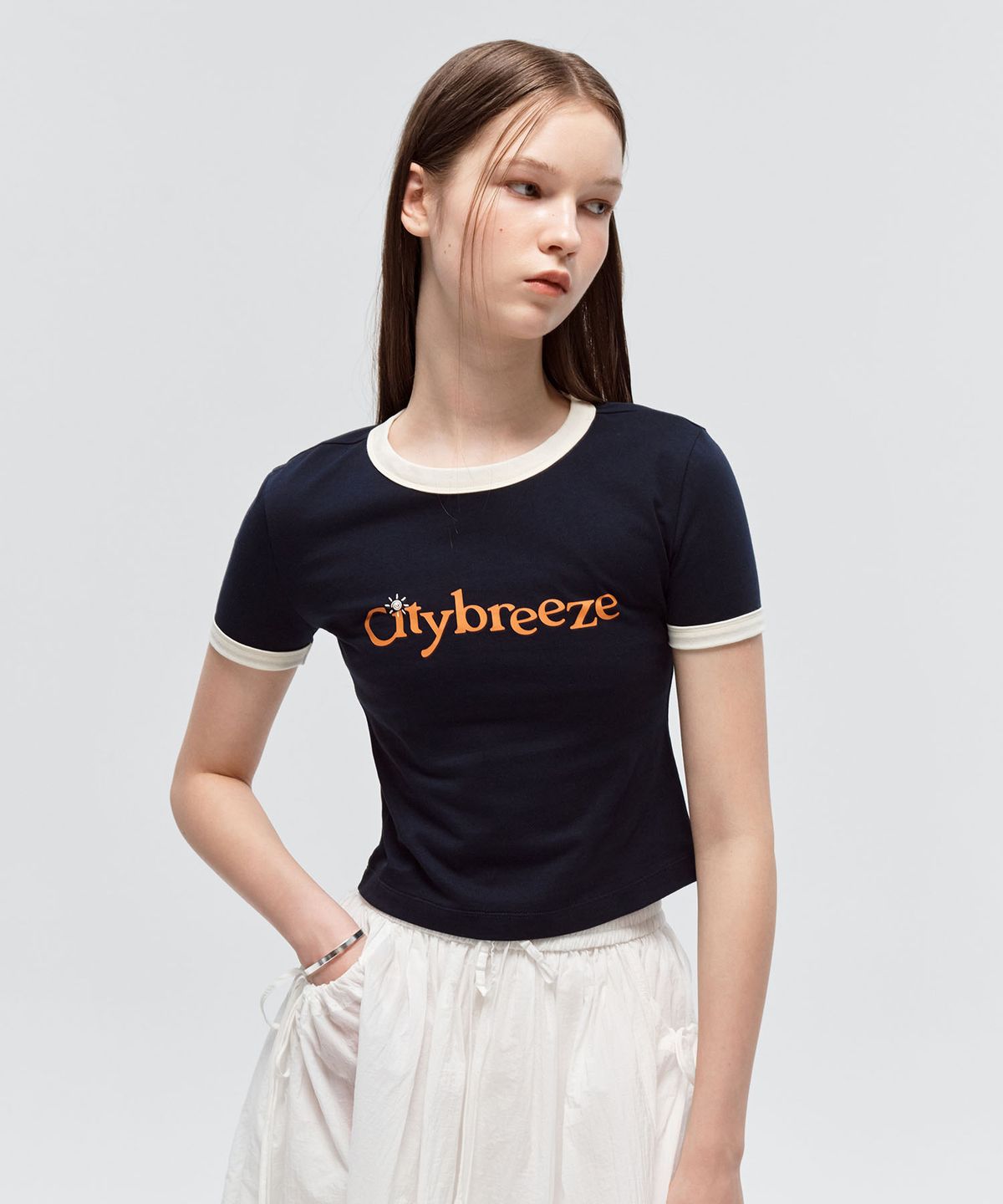 시티브리즈(CITYBREEZE) 시티 선레이 링거 티셔츠_NAVY