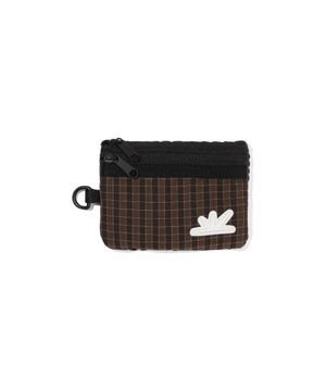 Zip Card Pouch Brown Grid