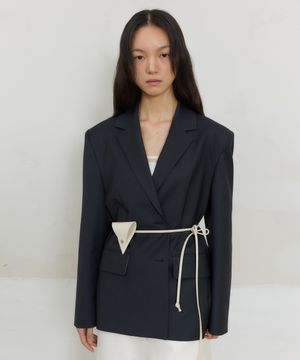 Casual Single Two Button Jacket (Dark grey)