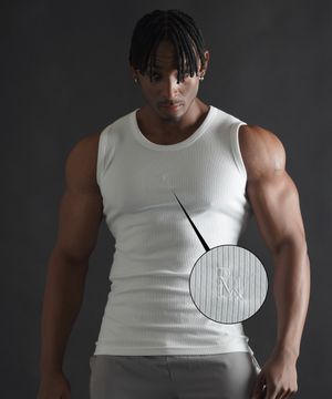 머슬핏 심볼 무지 슬리브리스 - 화이트