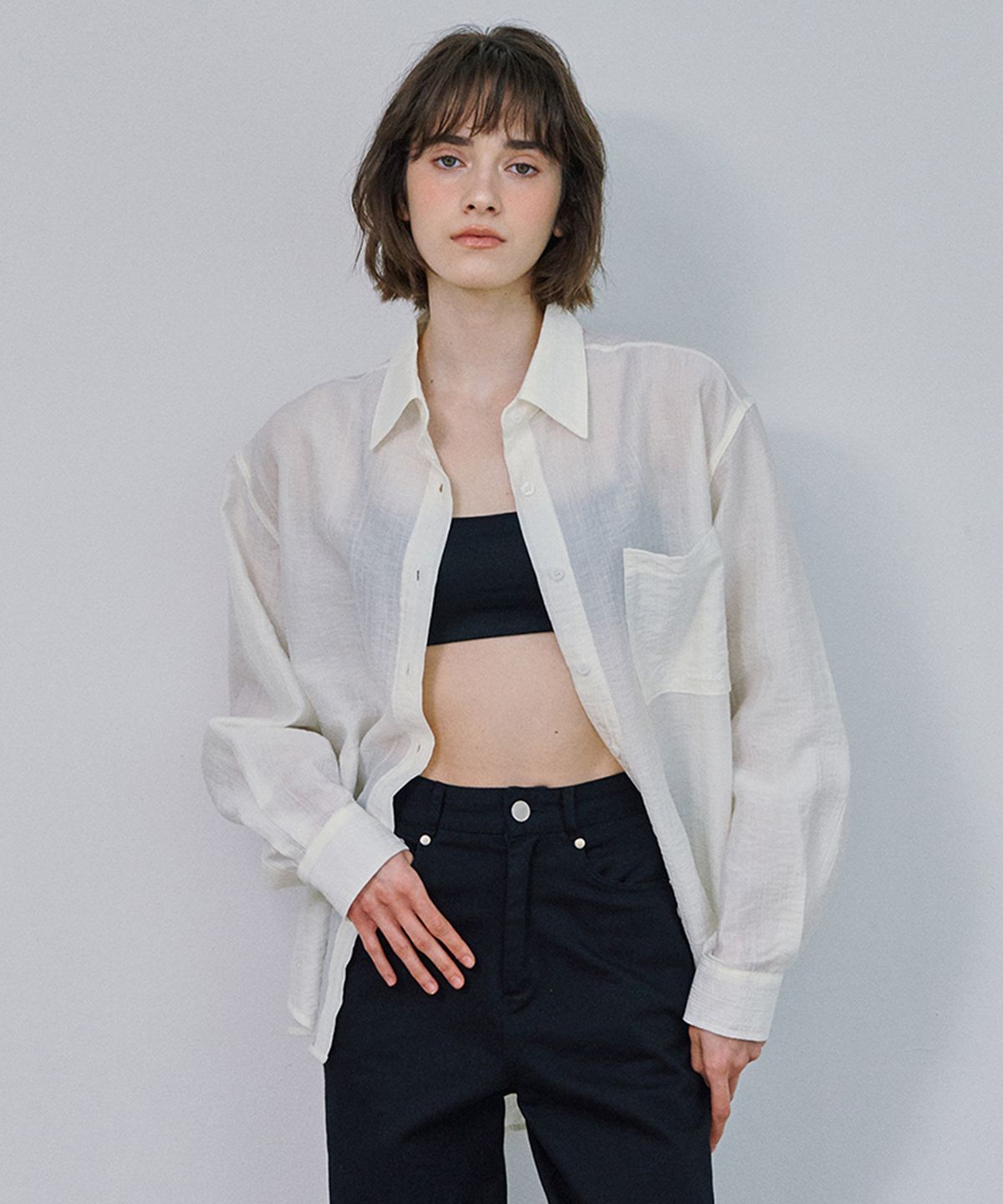 마롯(MARROT) LENA SEETHROUGH SHIRTS_IVORY