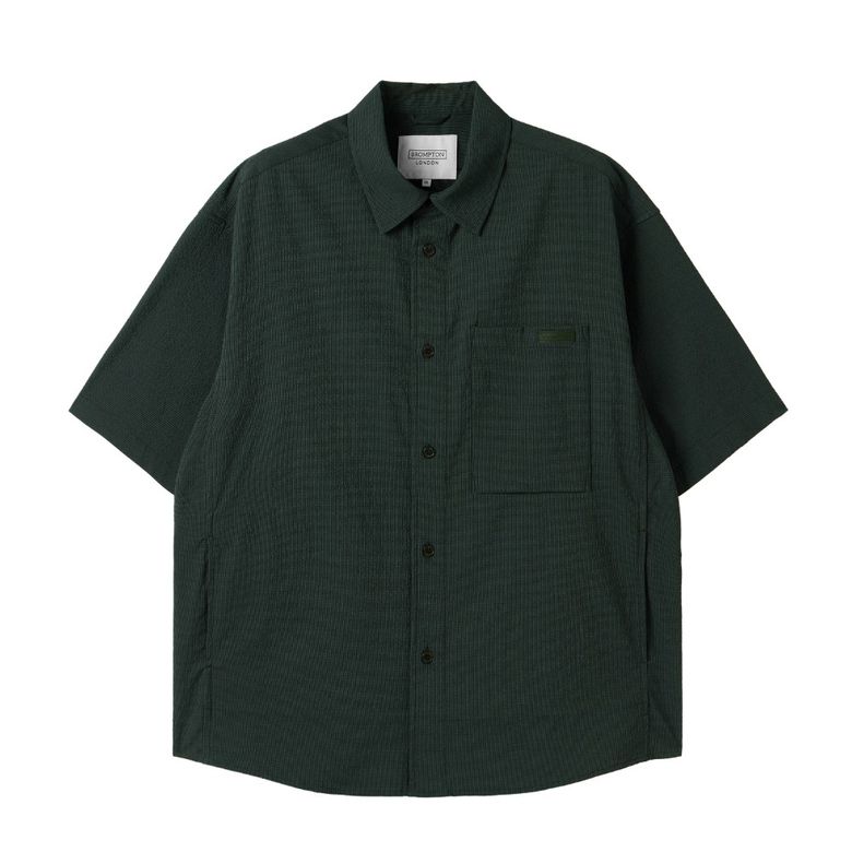 TWO-TONE HALF SLEEVE SHACKET - BROWN (P252MJK486)