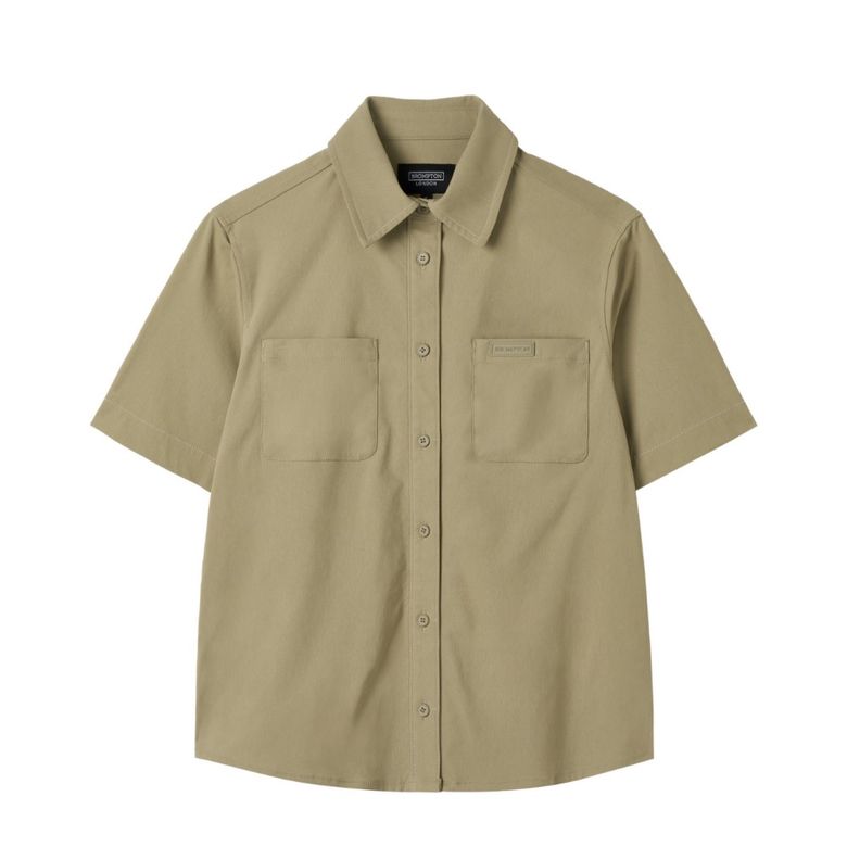 W DENIM-LIKE HALF SLEEVE SHIRT - BEIGE (P252WSH180)