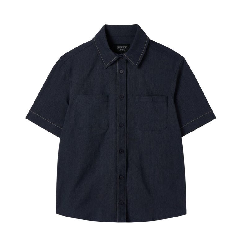 W DENIM-LIKE HALF SLEEVE SHIRT - NAVY (P252WSH180)