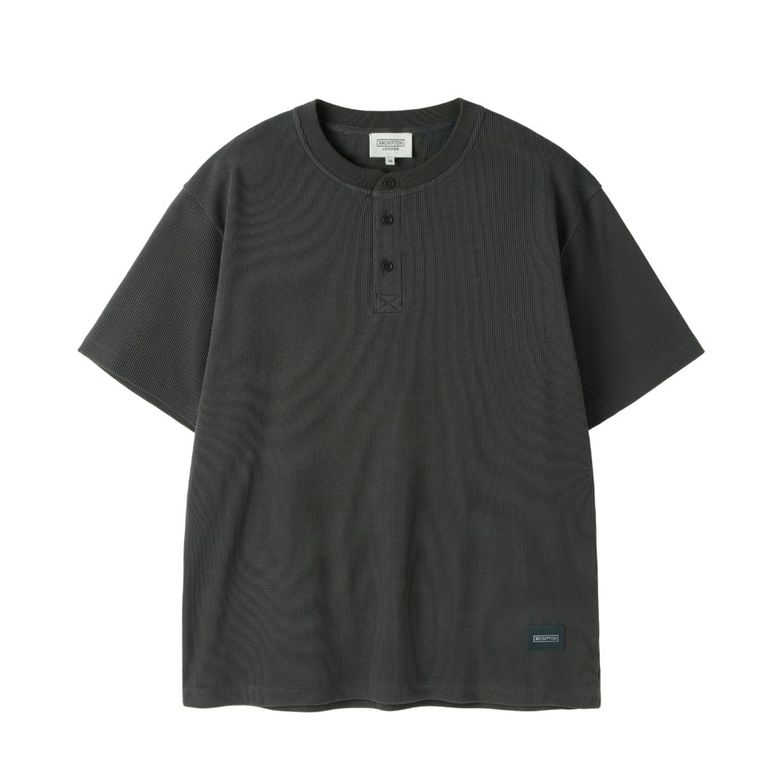 BUTTON WAFFLE HALF SLEEVE T-SHIRT - C/GREY (P252MTS433)