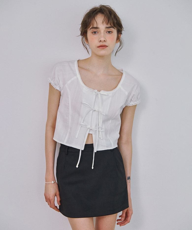 LACE PUFF BLOUSE_WHITE
