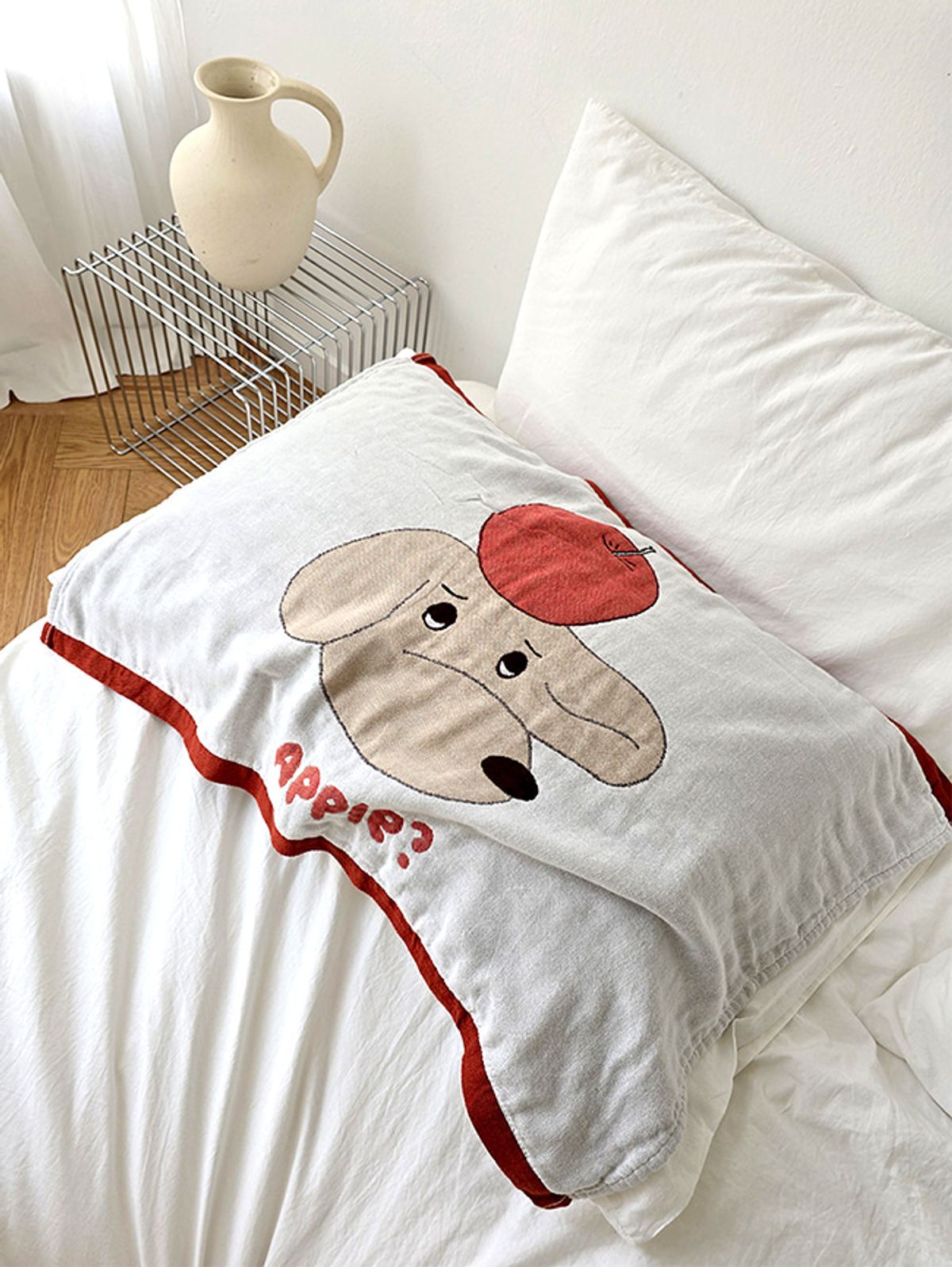 블랑쉬하우스(BLANCHE HOUSE) 몽글몽글 친구 애플리 거즈 베개수건 다용도 러너