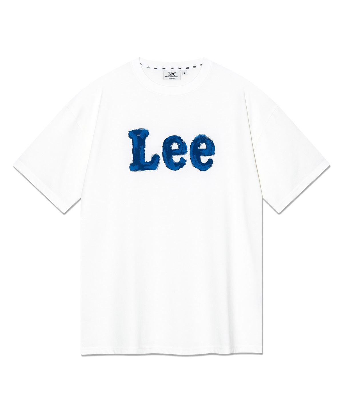 리(LEE) 브러쉬 페인팅 로고 티셔츠 화이트