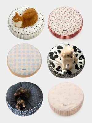 생활방수 패턴 고양이 강아지 원형 쿠션 커버