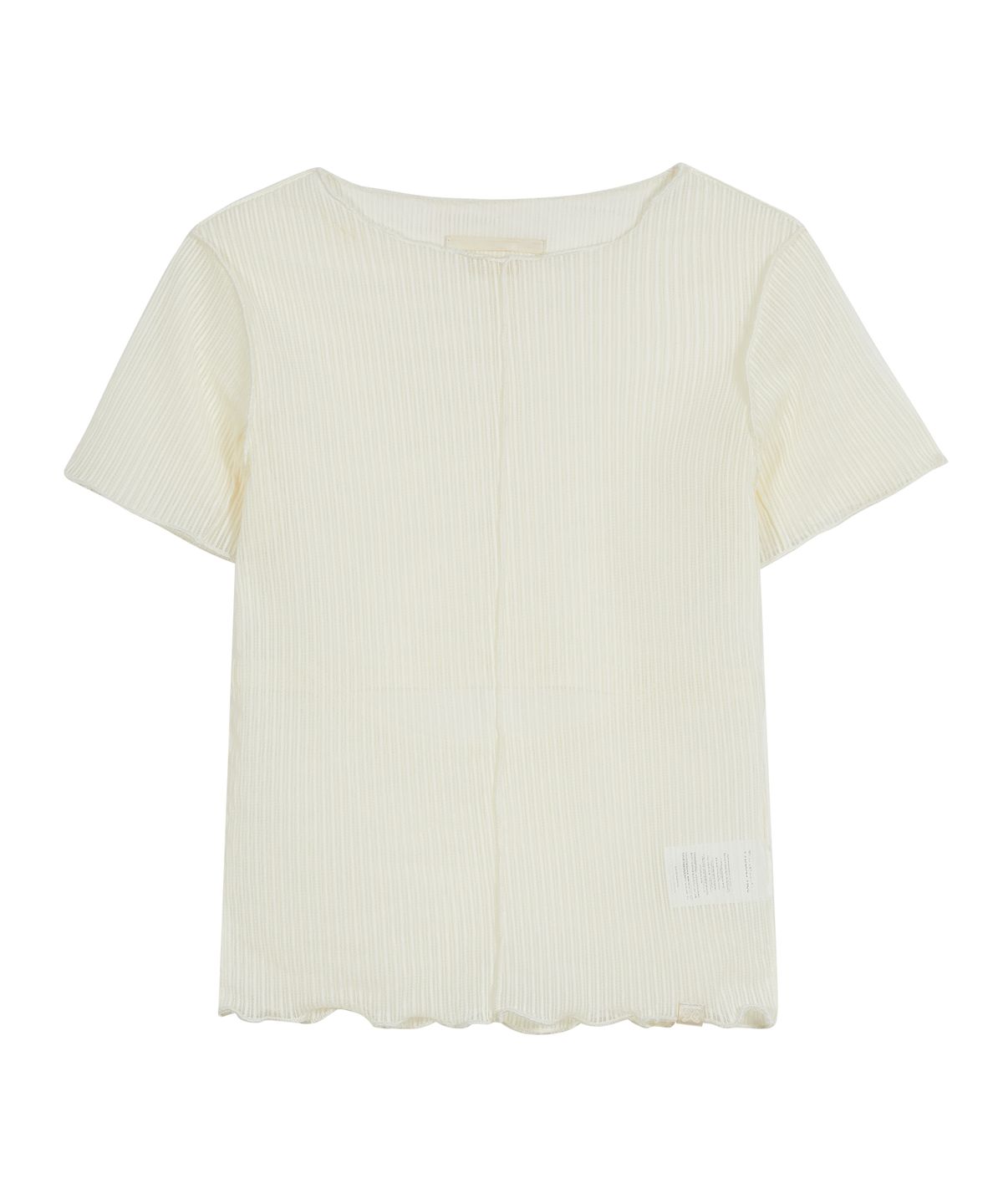 타입서비스(TYPESERVICE) Back Slit Lettuce Stitch Top [Yellow]