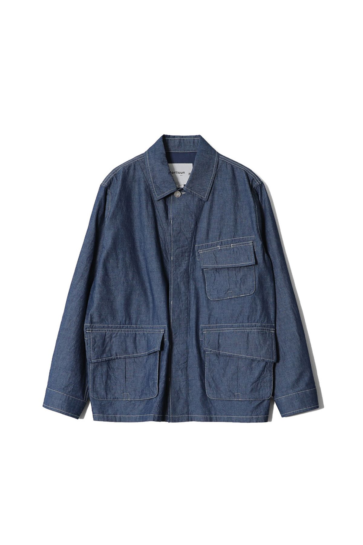 홀리선(HORLISUN) Halfmoon Chambray Fatigue Jacket Light Blue