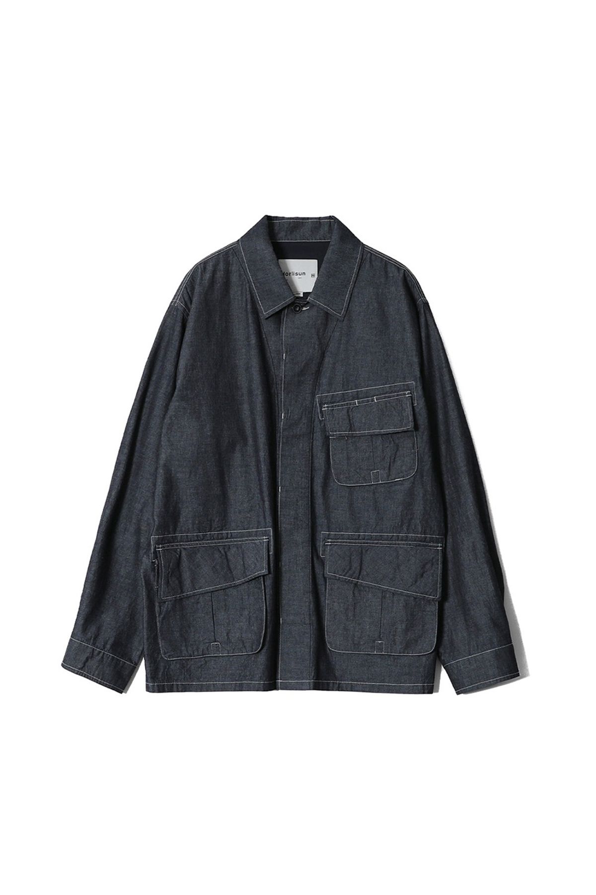 홀리선(HORLISUN) Halfmoon Chambray Fatigue Jacket Dark Navy
