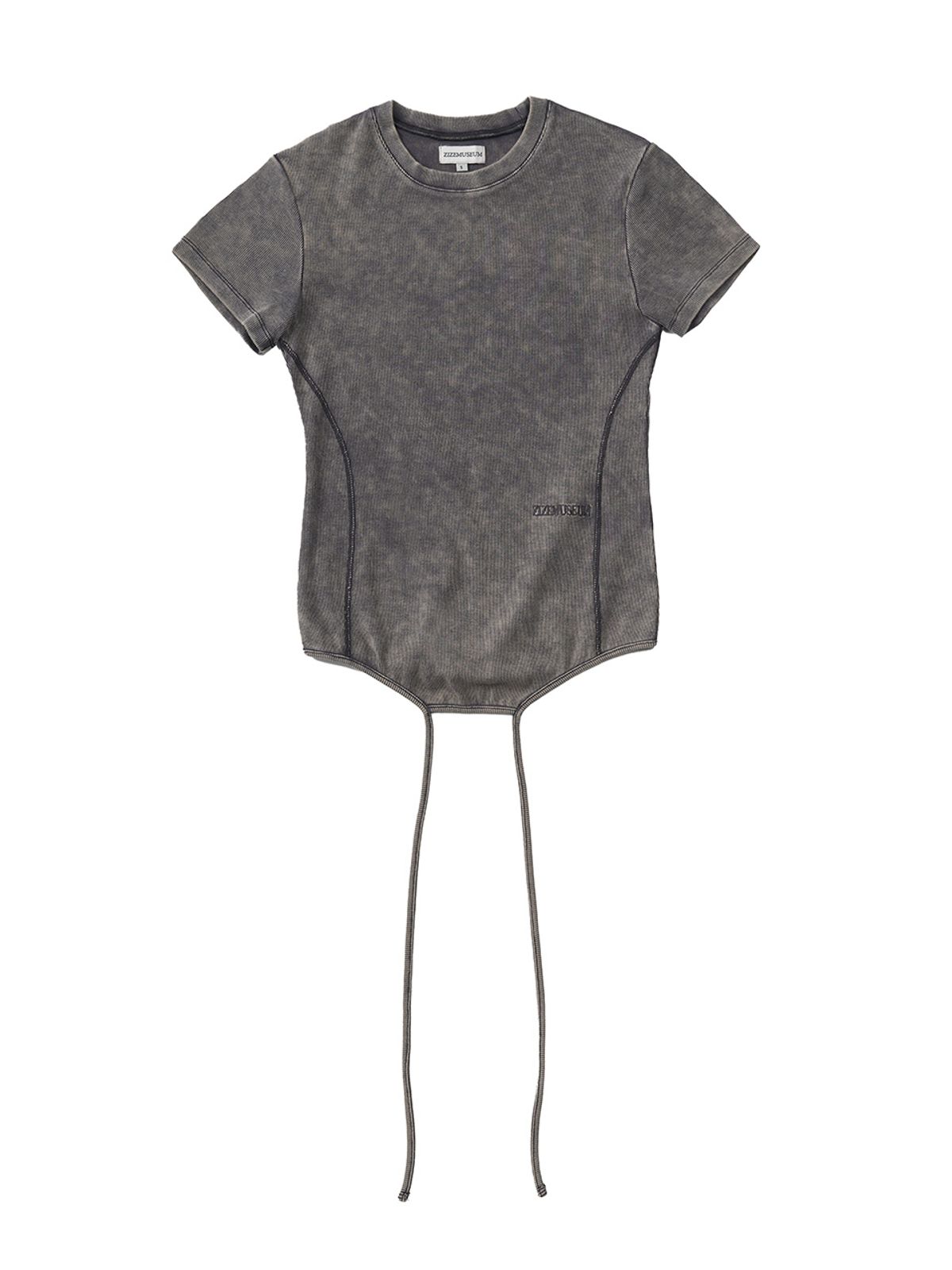 지제뮤지엄(ZIZEMUSEUM) RIBBED STRING T SHIRTS(STONE BROWN)