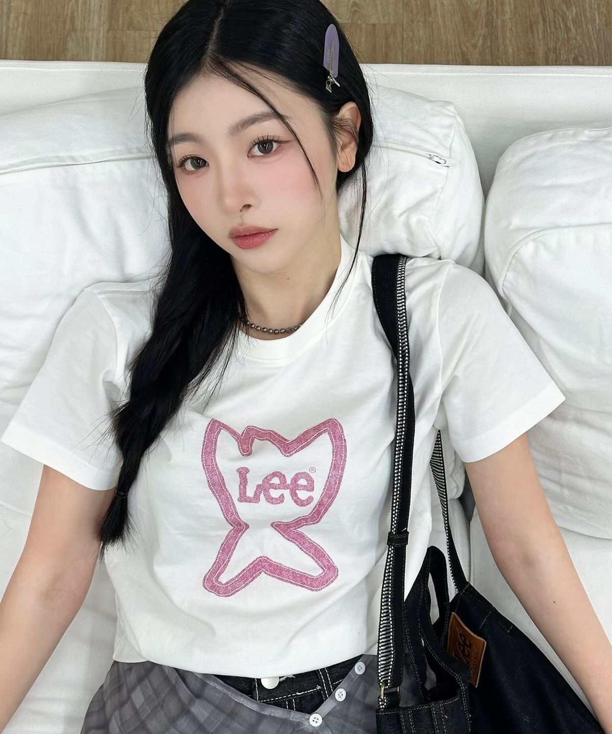 와키윌리(WACKY WILLY) [와키윌리 x Lee] 우먼스 키키 반팔티셔츠 화이트