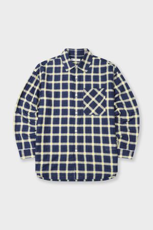 체크 패턴 오버핏 셔츠 네이비 BN4MBA673NY