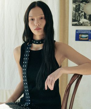 도트패턴의 슬림 넥타이_블랙