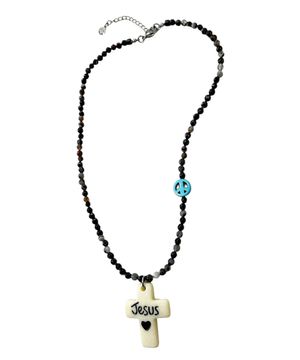 Love Peace Jesus Necklace ((Black))