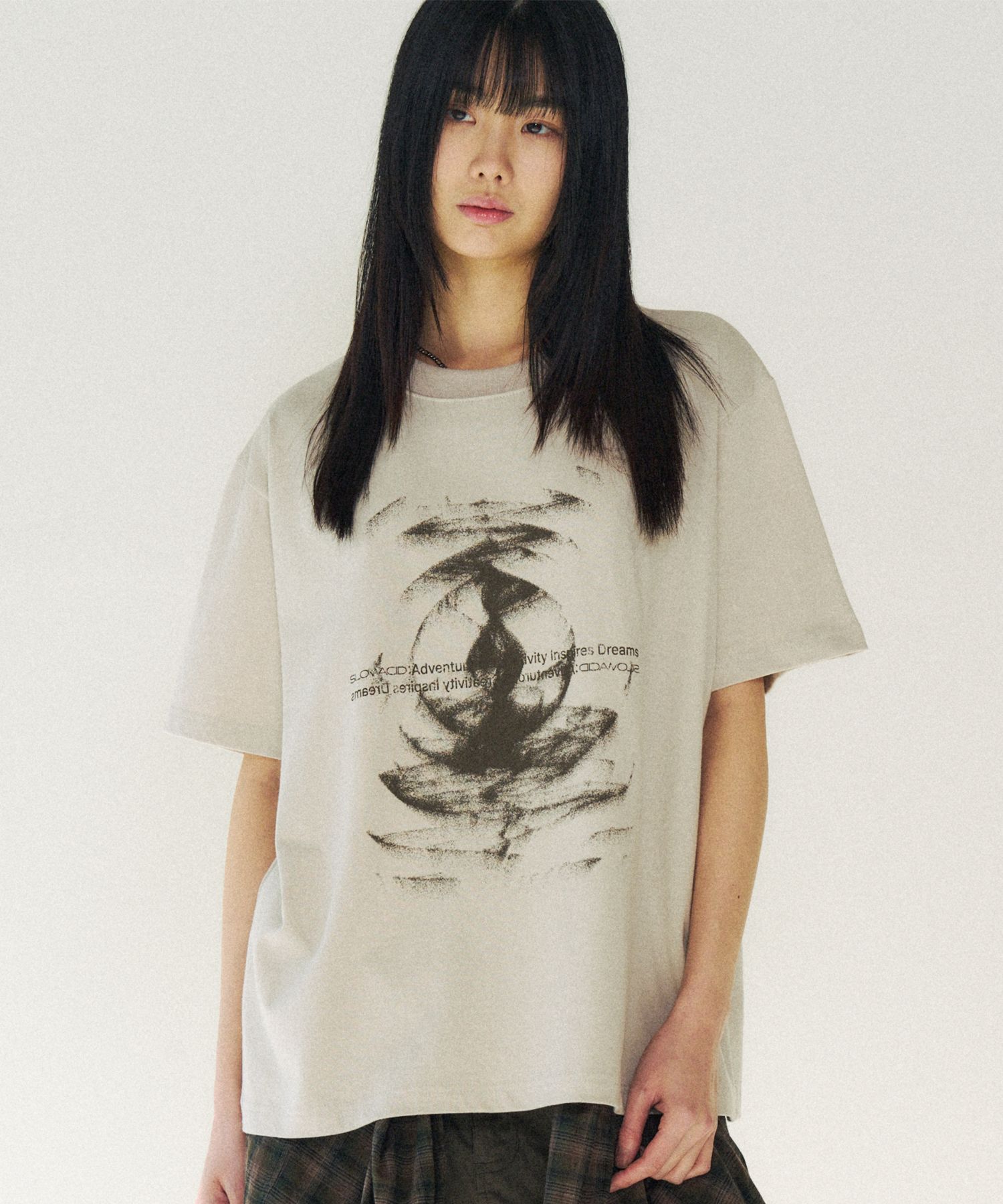 MUSINSA公式 | SLOWACID Dune Wave Short Sleeve T-Shirt [Sand