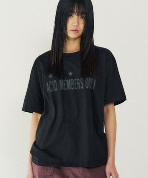 워시드 쓰리스타 빈티지 반팔 티셔츠 [차콜]