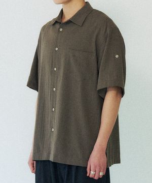 써머 시어서커 반팔 셔츠 [브라운]