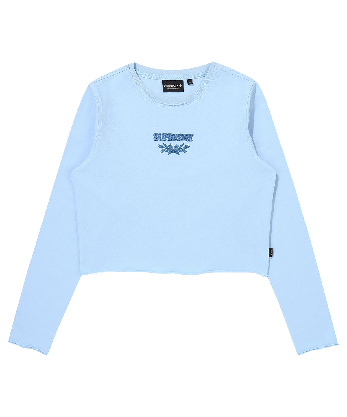 슈퍼드라이(SUPERDRY) W 워시드 로우컷 롱슬리브 라이트 블루