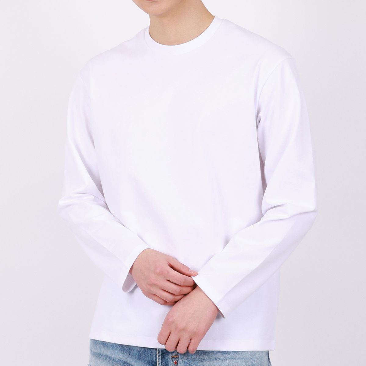 이카룩(IKALOOK) 쿨 라운드 세미오버핏 긴팔티셔츠 TEE170
