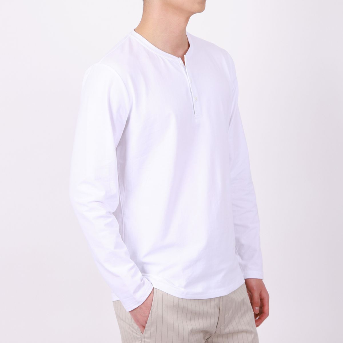 이카룩(IKALOOK) 데일리 헨리넥 무지 긴팔티 TEE173