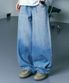 투 톤 그라데이션 워싱 와이드 데님 팬츠 연청