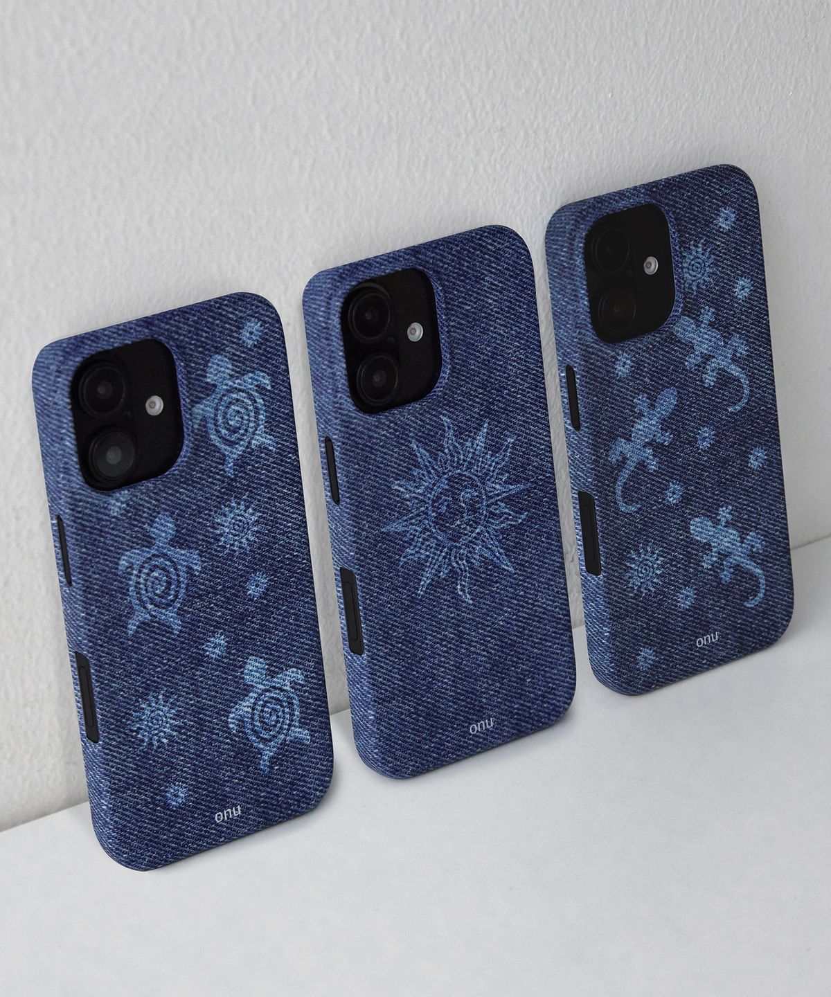 오누(ONU) [3TYPE] 에스닉 데님 아이폰 갤럭시 디자인 하드 케이스