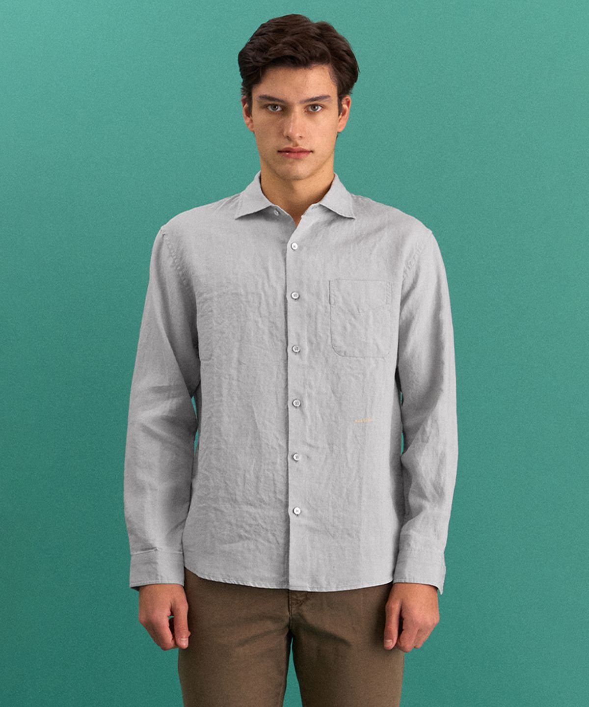 빠니깔레(PANICALE) 그레이 포켓 리넨 셔츠