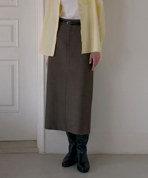 슬릿 디테일 맥시 롱 스커트 [브라운]