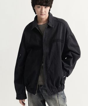 오버핏 데님 봄버자켓 (블랙)