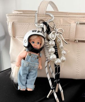 Ribbon Pearl Rider Girls Keyring