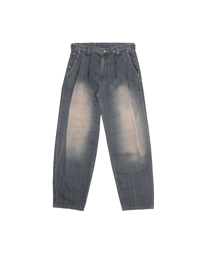 Curve tuck denim pants (Washed Light blue)