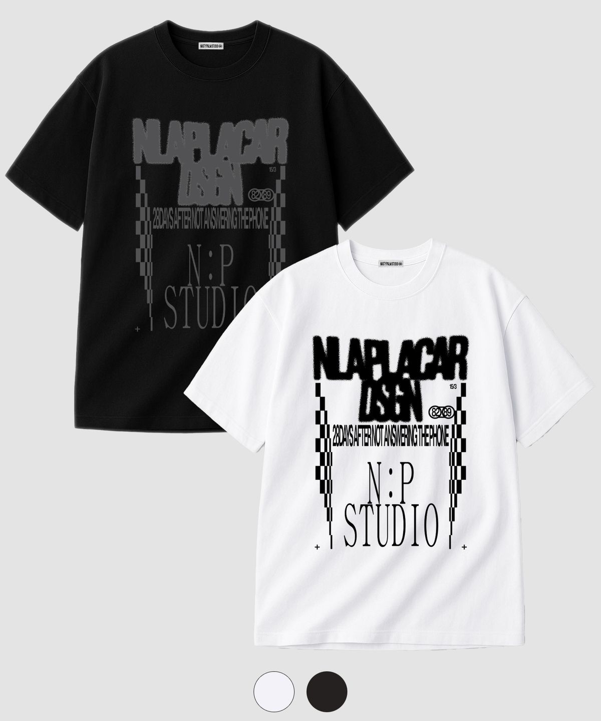엔피스튜디오(NP STUDIO) [2PACK] 서킷 레이서 로고 오버핏 티셔츠 2COLOR