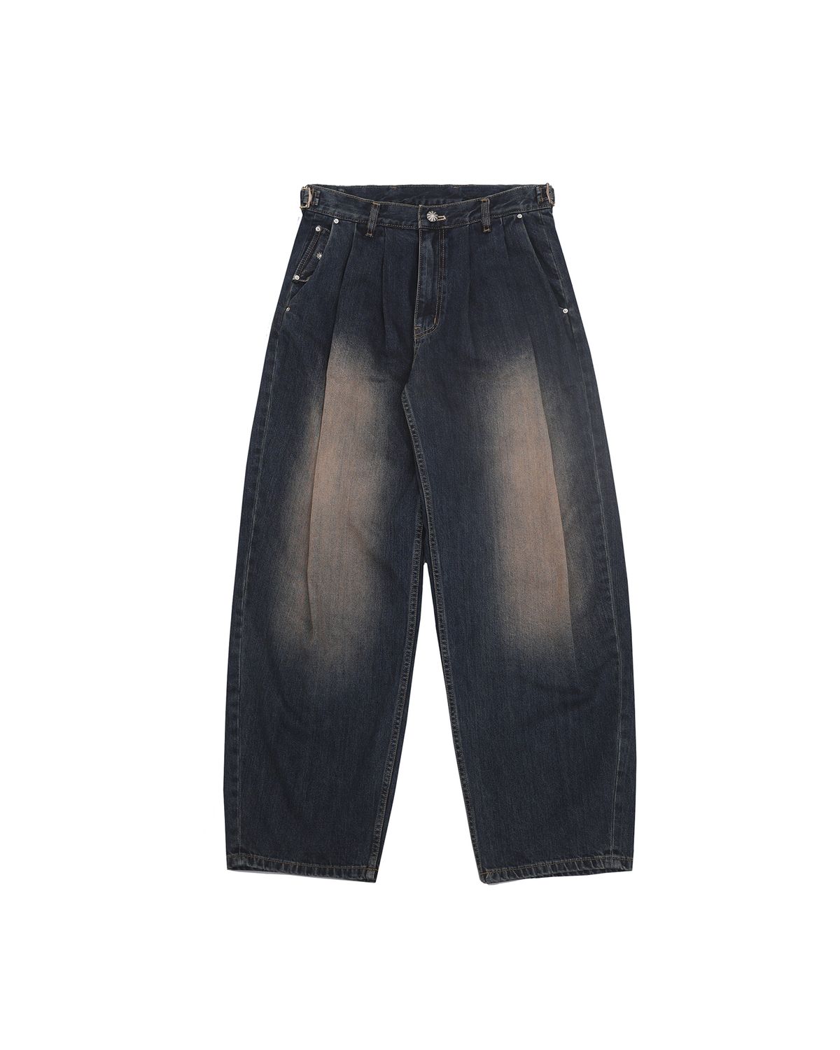 음양(EYC) Curve tuck denim pants (Washed blue)