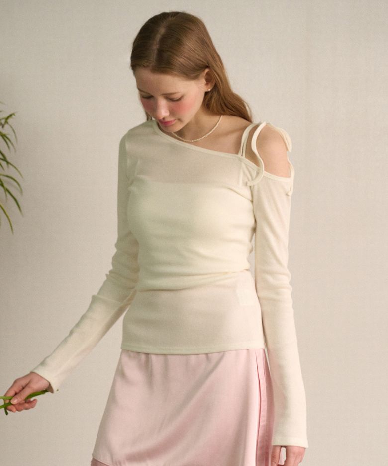 Shoulder Rope Long Sleeve  Pearlwhite