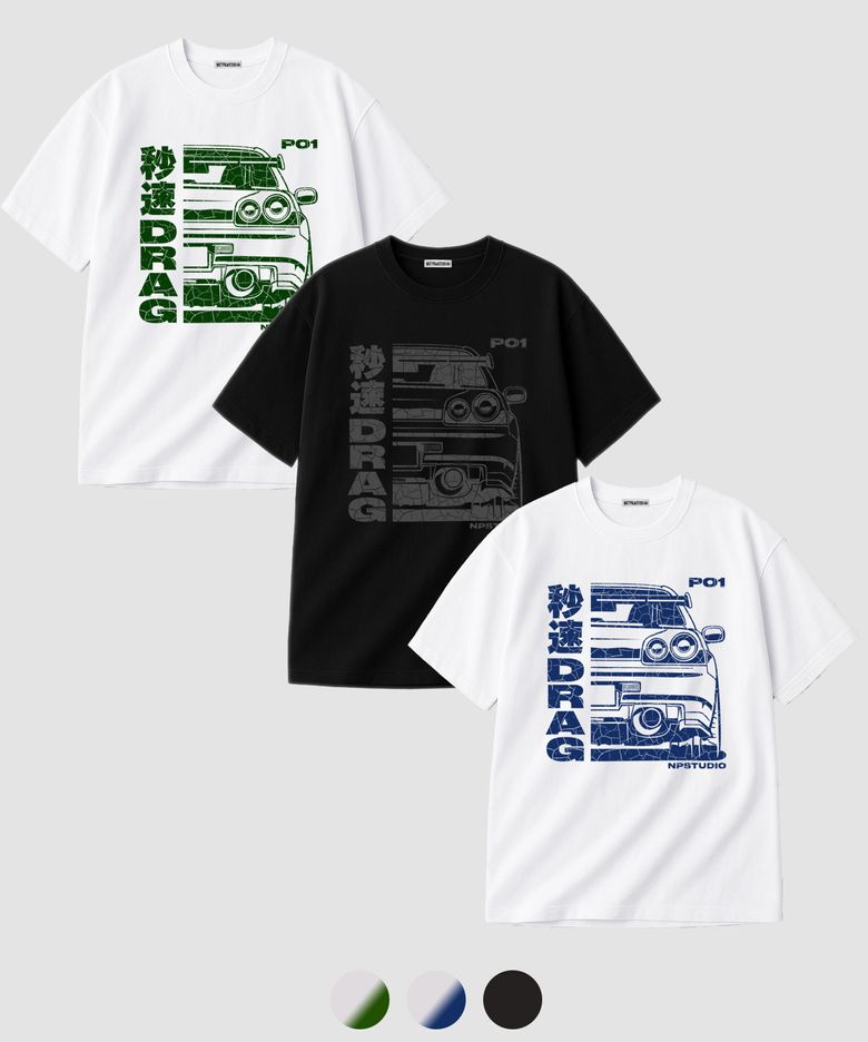 [2PACK] P01 드래그 로고 오버핏 티셔츠 3COLOR