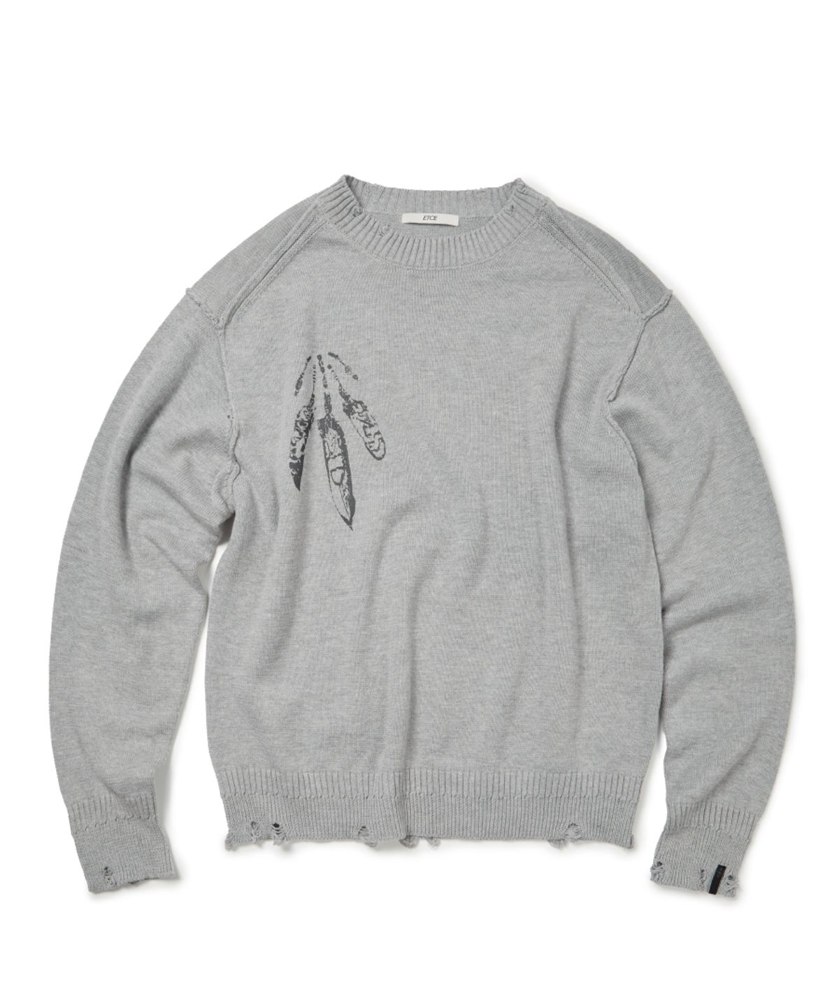 이티씨이(ETCE) FEATHER DAMAGE KNIT (GRAY)