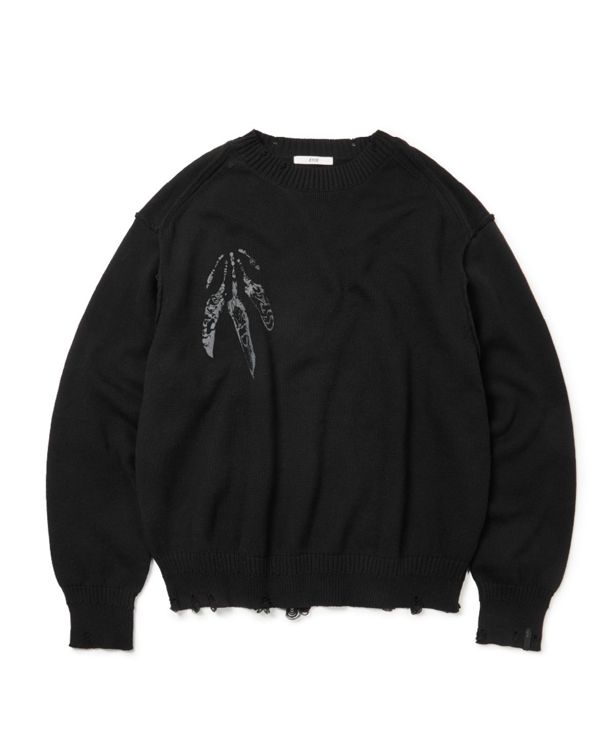 이티씨이(ETCE) FEATHER DAMAGE KNIT (BLACK)
