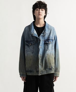 오버핏 스프레드 워시 트러커 데님 자켓 (인디고 블루)