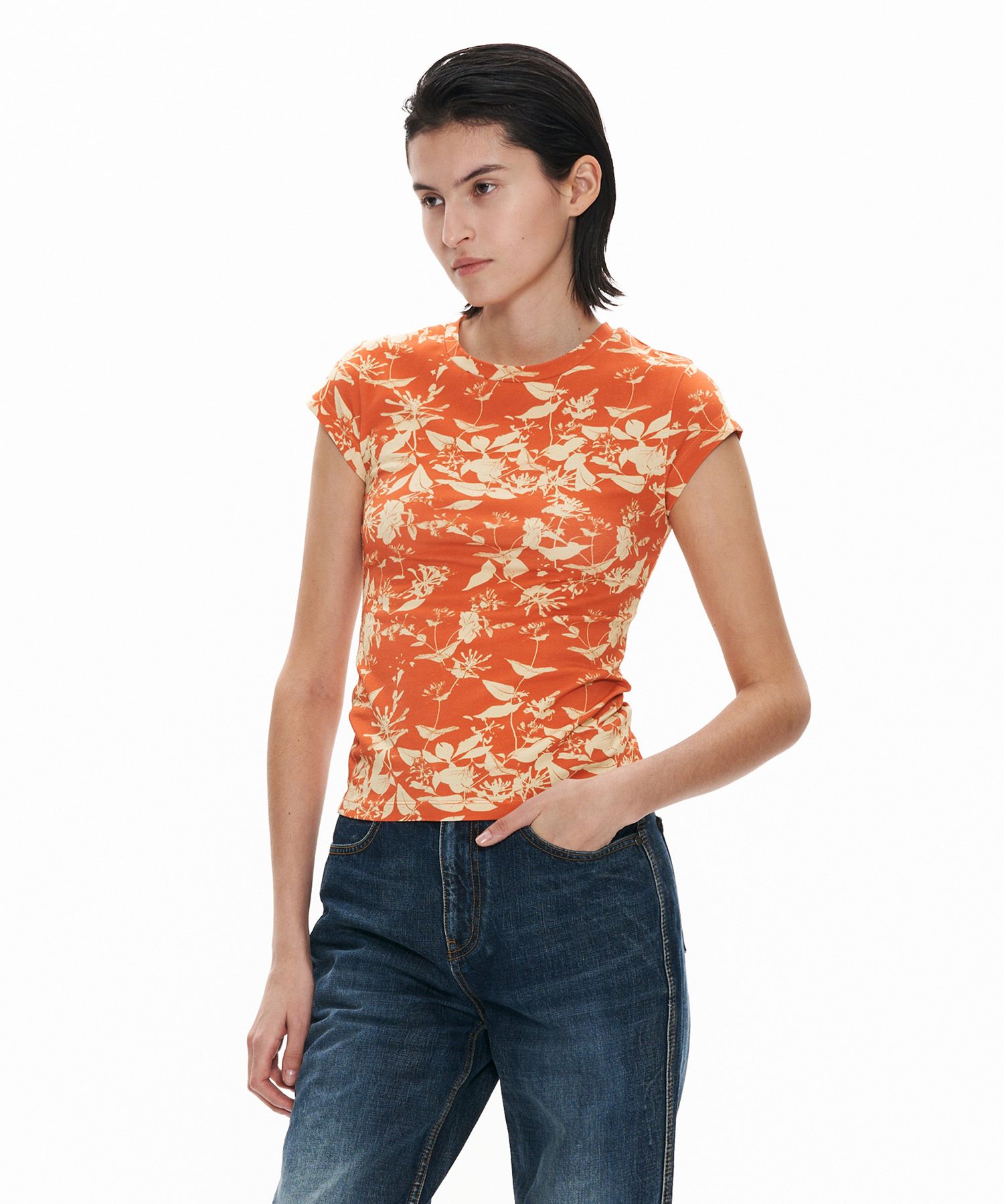 【WELLBEING EXPRESS】 Garden Print Half Sleeve / 追跡付 MUSINSA公式 | WELLBEING EXPRESS Garden Print Half Sleeve Orange