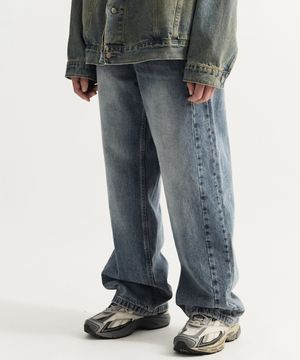 심라인 와이드 데님 팬츠(블루)